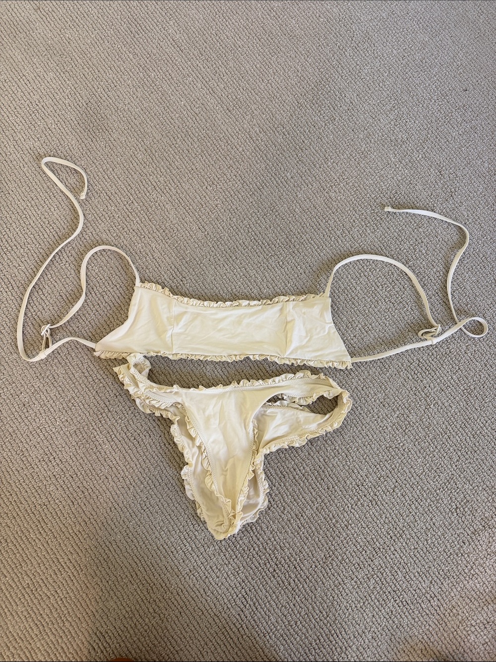 Women's Cream Ruffle-Trim Bikini Set - Two-Piece Swim